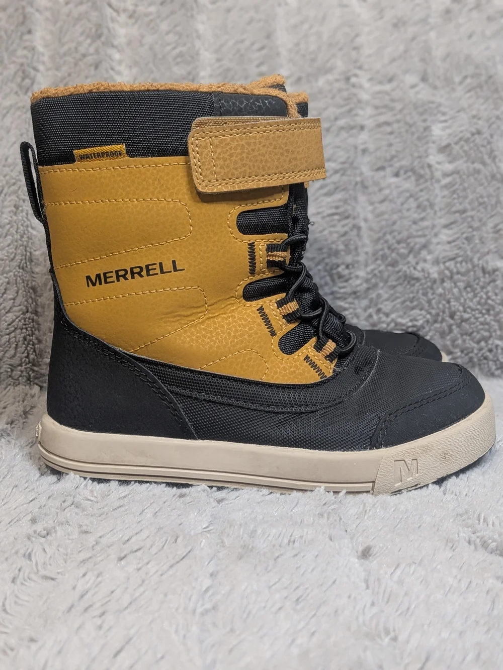 Merrell Kids' Black and Tan Insulated Snow Boots